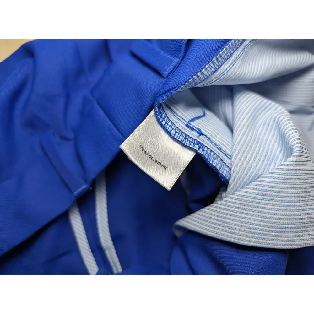 Peter Millar Men's 40 Blue Performance Golf Shorts Solid Flat Front Lightweight